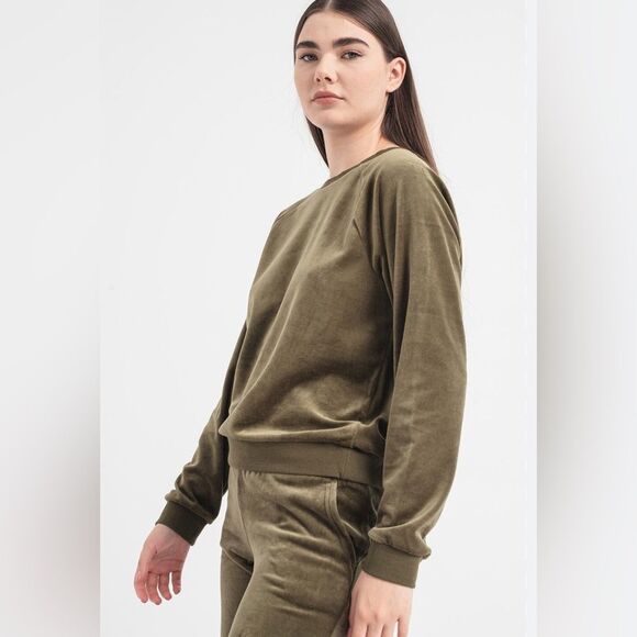 Gap Velour Sweatsuit Outfit Army Green Size Small - Picture 1 of 10